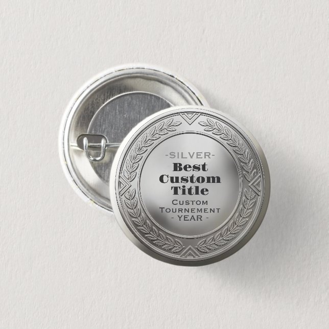 3D realistische Silbermedaille, anpassbare Auszeic Button (Vorne & Hinten)
