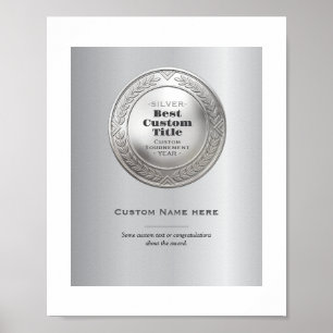 3D realistische Silbermedaille, anpassbare Auszeic Poster