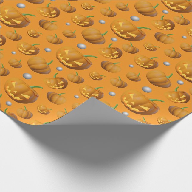 3D Realistischer Jack O'Lantern & Pumpkin Pattern Geschenkpapier (Ecke)