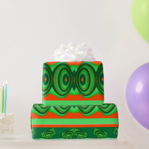 ~ 3D Red Green Fraktal ~ Weihnachten Geschenkpapier