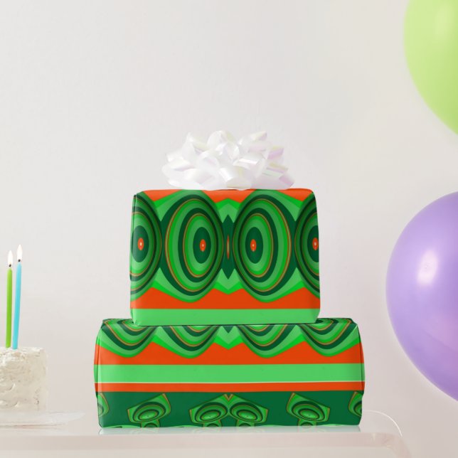 ~ 3D Red Green Fraktal ~ Weihnachten Geschenkpapier (Partygeschenke)