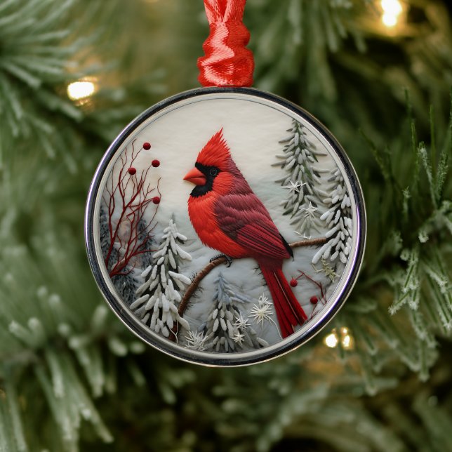 3D Red Kardinal Bird Weihnachten Ornament Aus Metall (Baum)