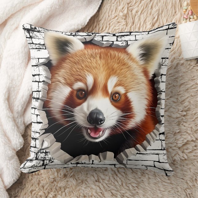 3D Red Panda Wall Break Art – Realistic Safari Kissen (Decke)