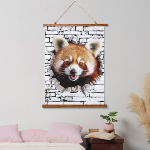 3D Red Panda Wall Break - Paradies für Kletterhexe Wandteppich Mit Holzrahmen