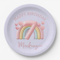 3D Regenbogen 7. Geburtstag Mädchen auf Lila