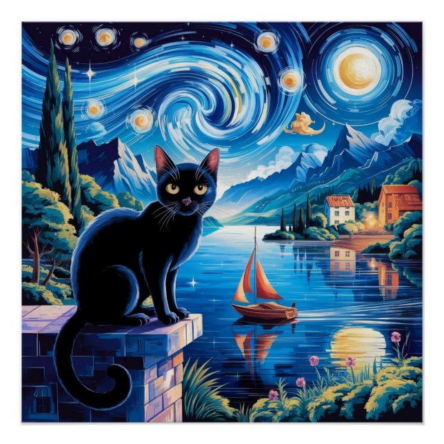 3D Rendering of Art Nouveau Chibi Cat with Crown Poster (Vorderseite)