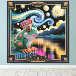 3D-Rendering von Art Nouveau Chibi Frog mit Krone Leinwanddruck