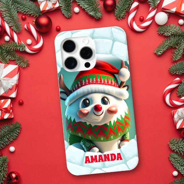 3D Rentier Weihnachtsname Personalisiert Case-Mate iPhone Hülle (Von Creator hochgeladen)