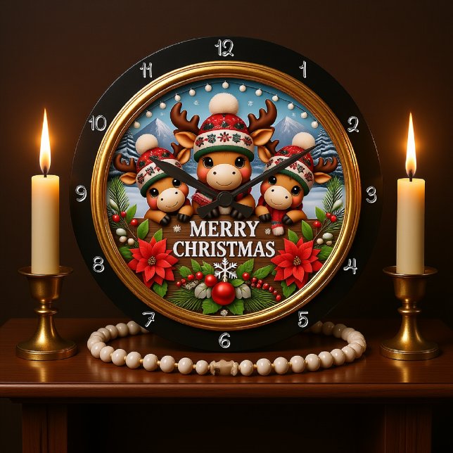 3D Rentier Weihnachtsschmuck Große Wanduhr (Von Creator hochgeladen)