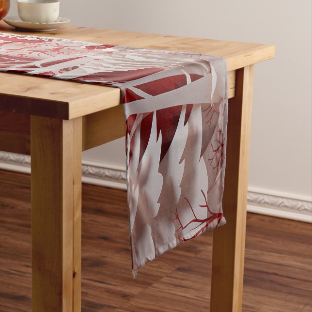 3D-Rentiere und Menschen in Village Kurzer Tischläufer (Beispiel)