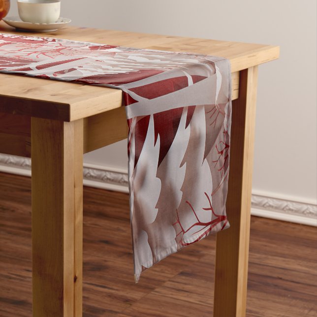 3D-Rentiere und Menschen in Village Mittelgroßer Tischläufer (Beispiel)