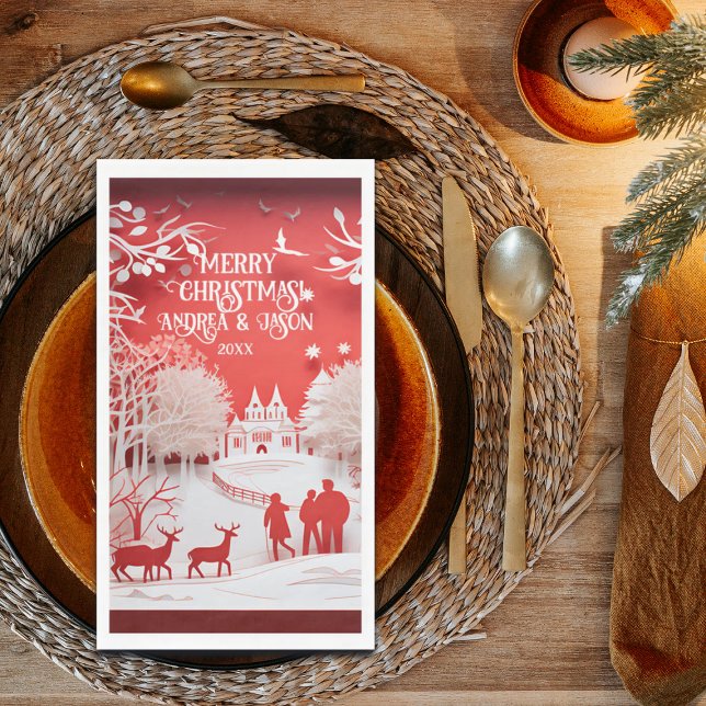 3D-Rentiere und Menschen in Village Serviette (Von Creator hochgeladen)