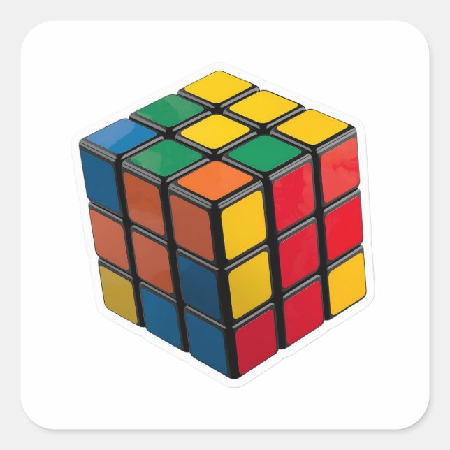 3D Retro 80er Rubik's Cube Puzzle Sticker zum Auss (Vorderseite)