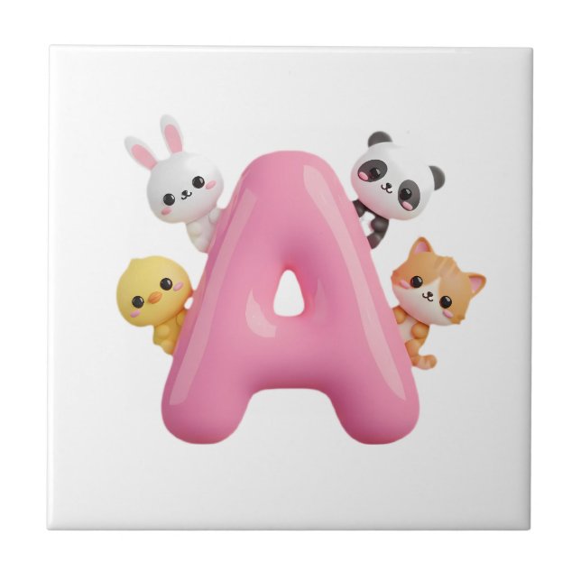 3D-Rosa-Buchstabe-A-Kinderzimmer-Kamikaze-Fliese Fliese (Vorderseite)