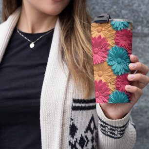 3D Rosa Floral Thermosbecher