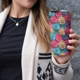 3D Rosa Floral Thermosbecher