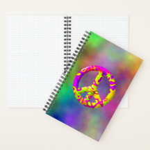 3D rosa gelbes psychedelisches Friedenssymbol auf