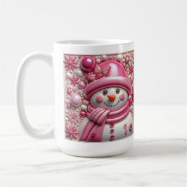 3D rosa Schneemann Weihnachten Kaffeetasse