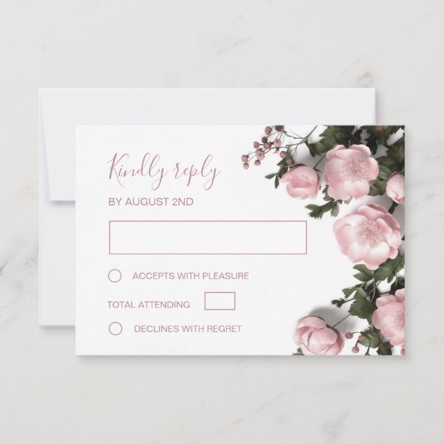 3D  Roses Wildflowers Wedding RSVP Karte (Vorderseite)