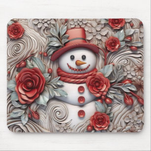 3D Rot und Grau Snowman Mousepad