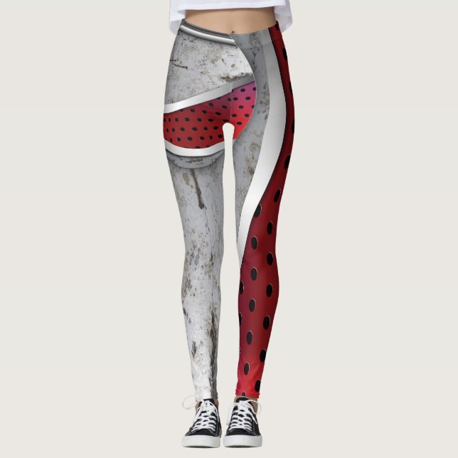 3D, rot und grau strukturiert Leggings (Vorderseite)