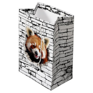 3D Rote-Panda-Wandbruch-Kunst – Realistischer Safa Mittlere Geschenktüte