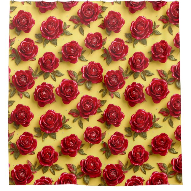 3D-rote Rose Duschvorhang (Vorderseite)