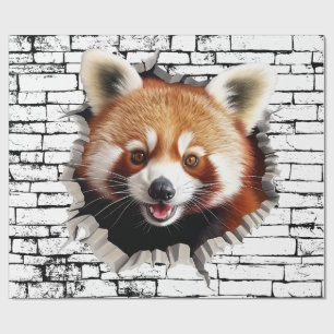 3D Roter Panda-Wandbruch-Kunst – Realistischer Saf Geschenkpapier