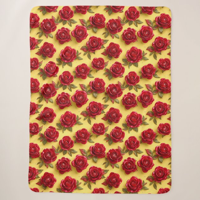 3D rotes Rosenmuster Sherpadecke (Vorderseite)