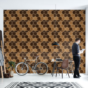3D rustikale Holz-Sechseckpaneele Tapete