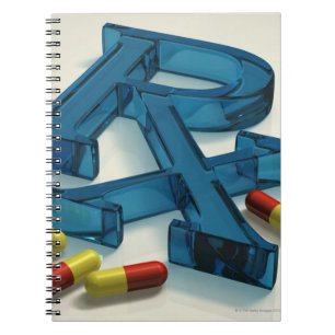3D-RX-Symbol mit Kapseln Notizblock