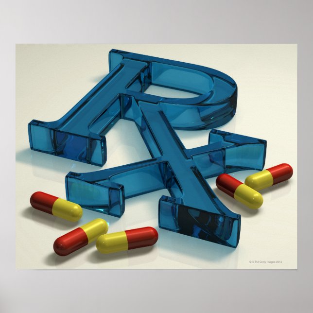 3D-RX-Symbol mit Kapseln Poster (Vorne)