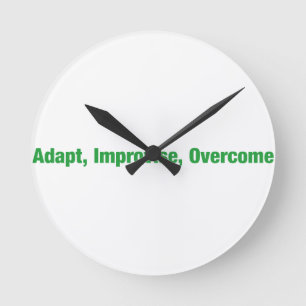 3D’s - adapt, improvement, overcome Runde Wanduhr
