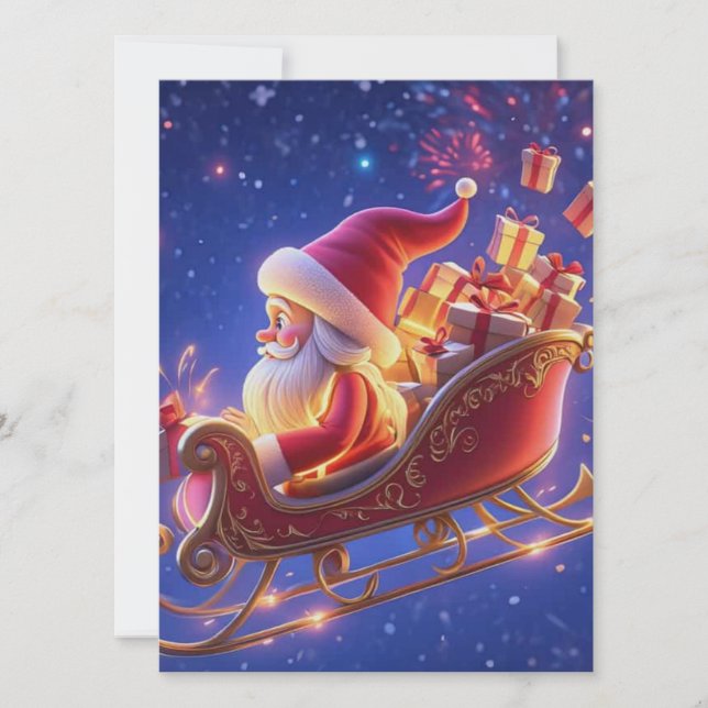3D Santa Claus Christmas Greeting Card – Festive H (Vorderseite)