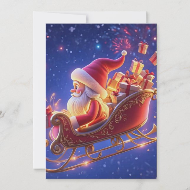 3D Santa Claus Christmas Greeting Card – Festive H (Vorderseite)