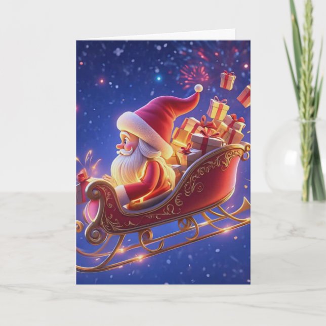 3D Santa Claus Christmas Greeting Card – Festive H Karte (Vorderseite)