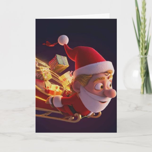 3D Santa Claus Christmas Greeting Card – Festive H Karte (Vorderseite)