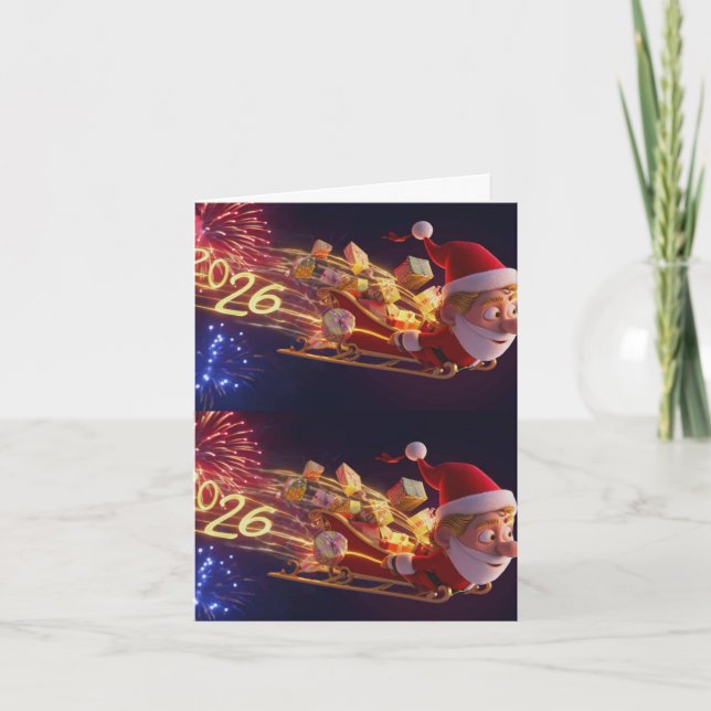 3D Santa Claus Christmas Greeting Card – Festive H Karte (Vorderseite)