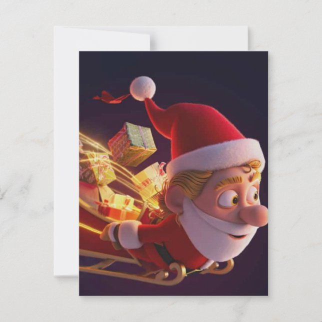 3D Santa Claus Christmas Greeting Card – Festive H Mitteilungskarte (Vorderseite)