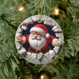 3d Santa Clause Keramik Ornament