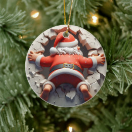 3d Santa Clause Keramik Ornament