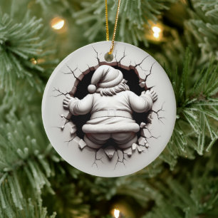 3d Santa Clause Keramik Ornament