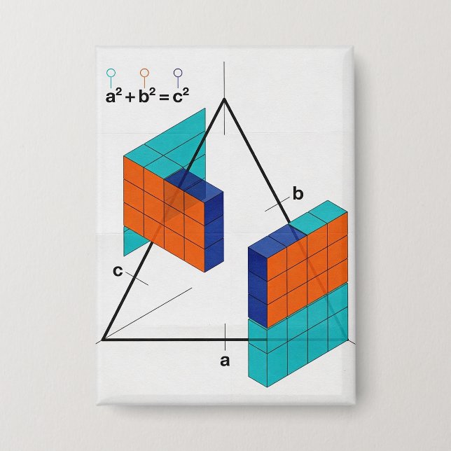 3D-Satz-des-Pythagoras-Würfel-Button für Mathe-Lie Button (Vorderseite)
