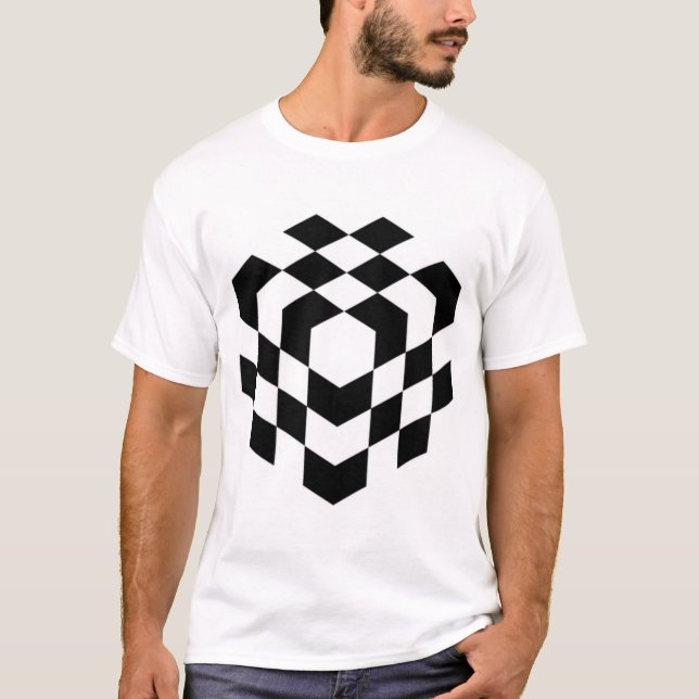3D-Schachbrettwürfel T-Shirt (Vorderseite)