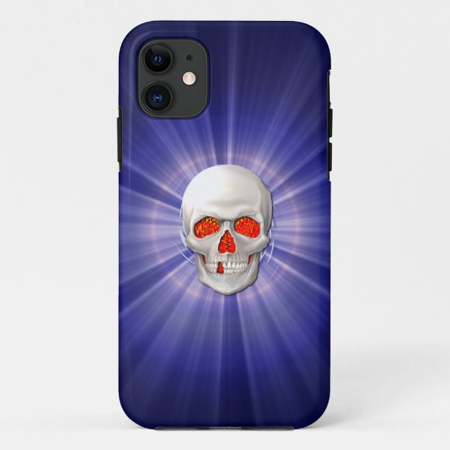 3D-Schädel - Engel des Todes mit blauem Halo Case-Mate iPhone Hülle (Rückseite)