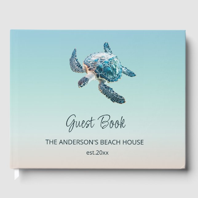 3D-Schildkröte Türkises Küstenstrandhaus Gästebuch (Vorderseite)