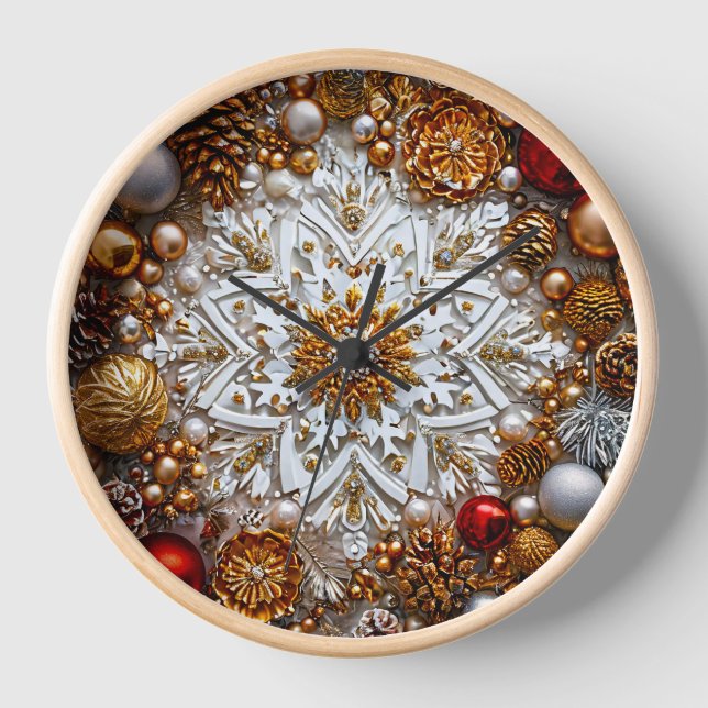 3D-Schneeflockenschmuck Uhr (Vorderseite)