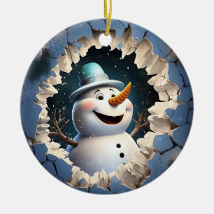 3D Schneemann Keramik Ornament
