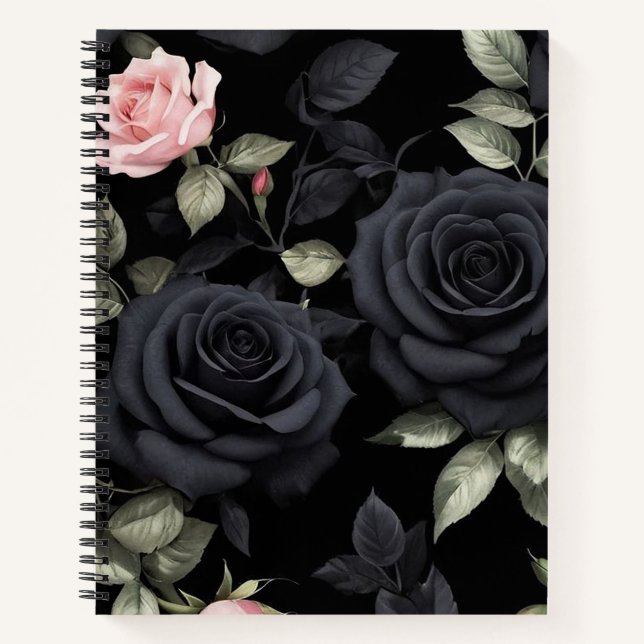 3D Schwarze Rose Notizbuch (Vorderseite)