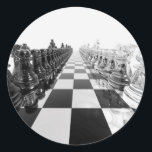 3D Schwarzweiß-Schachbrett Runder Aufkleber<br><div class="desc">3D Schwarzweiß-Schachbrett</div>